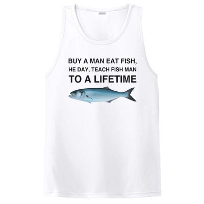 Buy A Man Eat Fish He Day Teach Fish Man To A Lifetime Funny Meme PosiCharge Competitor Tank