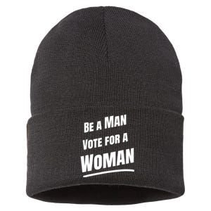 Be A Man Vote For A Woman Harris 2024 Kamala Harris Sustainable Knit Beanie