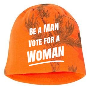 Be A Man Vote For A Woman Harris 2024 Kamala Harris Kati - Camo Knit Beanie