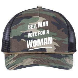 Be A Man Vote For A Woman Harris 2024 Kamala Harris Retro Rope Trucker Hat Cap