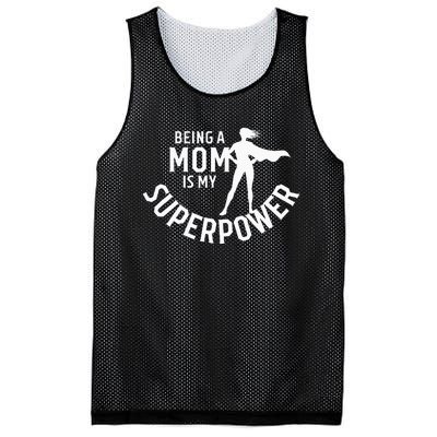 Being A Mom Is My Superpower White Letters Mesh Reversible Basketball Jersey Tank