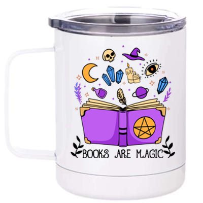 Books Are Magic Halloween Reading Books Gift Cute Reading 12 oz Stainless Steel Tumbler Cup