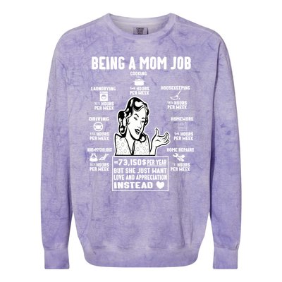 Being A Mom Job Funny Mom For Mothers Day Appreciation Gift Colorblast Crewneck Sweatshirt