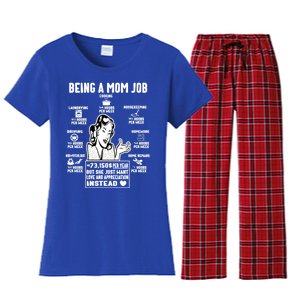 Being A Mom Job Funny Mom For Mothers Day Appreciation Gift Women's Flannel Pajama Set