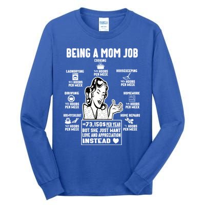 Being A Mom Job Funny Mom For Mothers Day Appreciation Gift Tall Long Sleeve T-Shirt