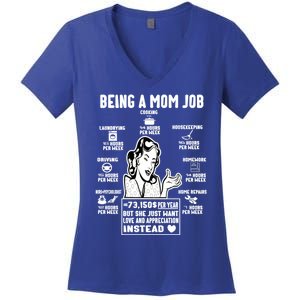 Being A Mom Job Funny Mom For Mothers Day Appreciation Gift Women's V-Neck T-Shirt