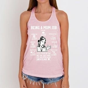 Being A Mom Job Funny Mom For Mothers Day Appreciation Gift Women's Knotted Racerback Tank