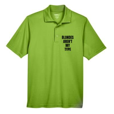 Blondes ArenT My Type Funny White Lie Party Idea Gift Men's Origin Performance Pique Polo