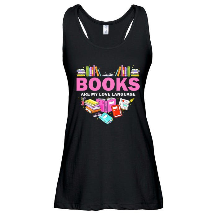 Books Are My Love Language Reading Lover Librarian Valentine Ladies Essential Flowy Tank