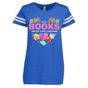 Books Are My Love Language Reading Lover Librarian Valentine Enza Ladies Jersey Football T-Shirt