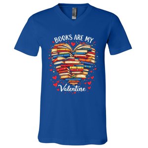 Books Are My Valentine Day Book Nerd Funny Gift And Book Lovers Cool Gift V-Neck T-Shirt