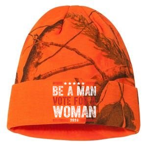 Be A Man Vote For A Woman Harris 2024 Kamala Harris Kati Licensed 12" Camo Beanie