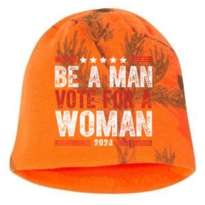 Be A Man Vote For A Woman Harris 2024 Kamala Harris Kati - Camo Knit Beanie