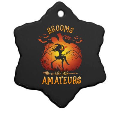 Brooms Are Mateurs Witch Riding Hockey Stick Halloween Gift Ceramic Star Ornament