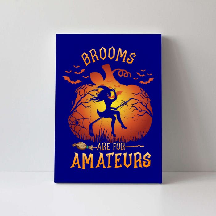 Brooms Are Mateurs Witch Riding Hockey Stick Halloween Gift Canvas