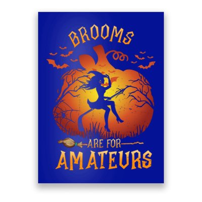 Brooms Are Mateurs Witch Riding Hockey Stick Halloween Gift Poster