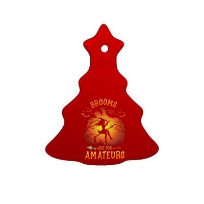 Brooms Are Mateurs Witch Riding Hockey Stick Halloween Gift Ceramic Tree Ornament