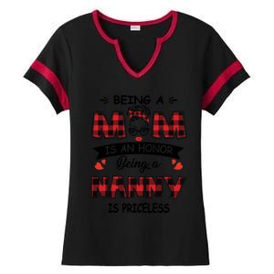 Being A Mom Is An Honor Being A Nanny Is Priceless Family Child Care Ladies Halftime Notch Neck Tee