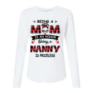 Being A Mom Is An Honor Being A Nanny Is Priceless Family Child Care Womens Cotton Relaxed Long Sleeve T-Shirt