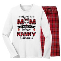 Being A Mom Is An Honor Being A Nanny Is Priceless Family Child Care Women's Long Sleeve Flannel Pajama Set 