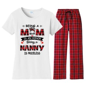 Being A Mom Is An Honor Being A Nanny Is Priceless Family Child Care Women's Flannel Pajama Set