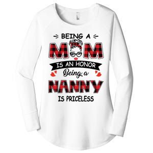 Being A Mom Is An Honor Being A Nanny Is Priceless Family Child Care Women's Perfect Tri Tunic Long Sleeve Shirt