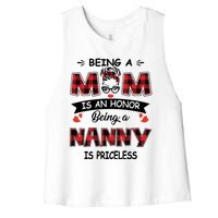 Being A Mom Is An Honor Being A Nanny Is Priceless Family Child Care Women's Racerback Cropped Tank