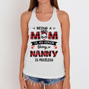 Being A Mom Is An Honor Being A Nanny Is Priceless Family Child Care Women's Knotted Racerback Tank