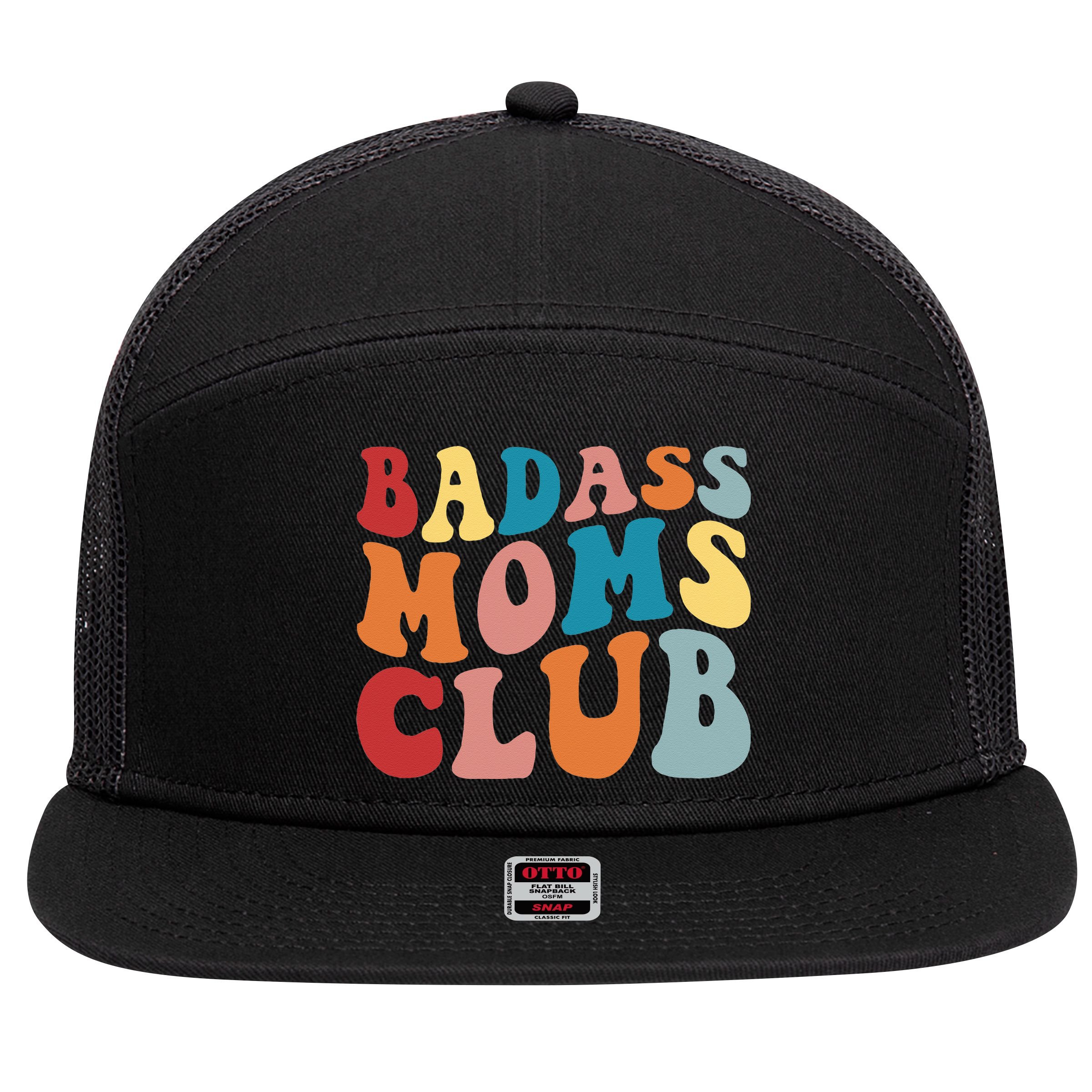 Bad Ass Moms Club Apparel 7 Panel Mesh Trucker Snapback Hat
