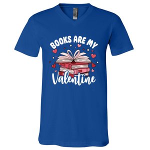 Books Are My Valentine Reading Teacher Valentines Day Gift V-Neck T-Shirt