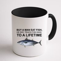Buy A Man Eat Fish He Day Teach Fish Man To A Lifetime Funny Meme Mug