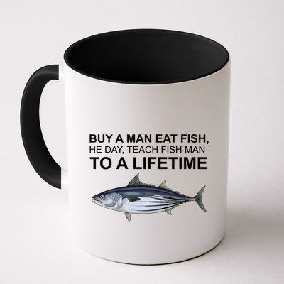 Buy A Man Eat Fish He Day Teach Fish Man To A Lifetime Funny Meme Mug