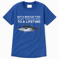 Buy A Man Eat Fish He Day Teach Fish Man To A Lifetime Funny Meme Tall T-Shirt