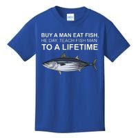 Buy A Man Eat Fish He Day Teach Fish Man To A Lifetime Funny Meme Kids T-Shirt