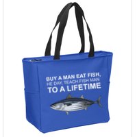Buy A Man Eat Fish He Day Teach Fish Man To A Lifetime Funny Meme Zip Tote Bag