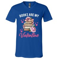 Books Are My Valentine Valentines Day Librarian Book Funny Funny Gift V-Neck T-Shirt