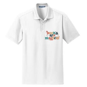 Books Are Magical Teacher Reading Book Lover Bookworm Dry Zone Grid Polo