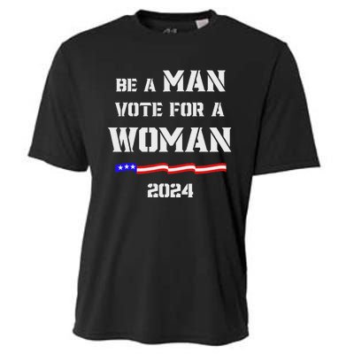 Be A Man Vote For A Woman Kamala Harris 2024 Walz Us Flag Cooling Performance Crew T-Shirt