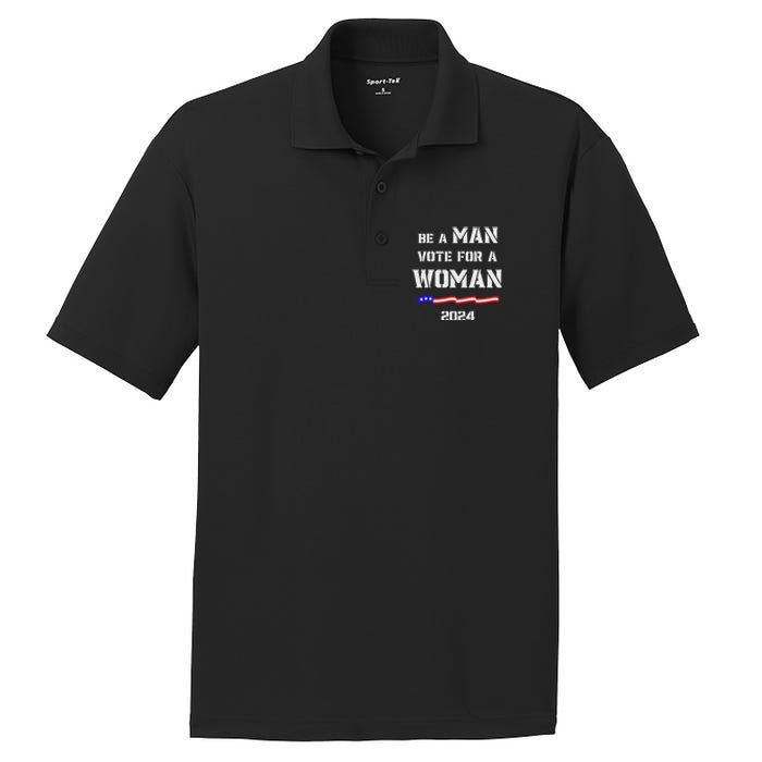 Be A Man Vote For A Woman Kamala Harris 2024 Walz Us Flag PosiCharge RacerMesh Polo