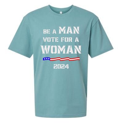 Be A Man Vote For A Woman Kamala Harris 2024 Walz Us Flag Sueded Cloud Jersey T-Shirt