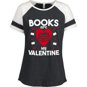 Books Are My Valentine Funny Valentine's Day Librarian Book Funny Gift Enza Ladies Jersey Colorblock Tee