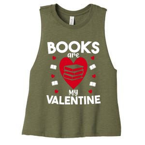 Books Are My Valentine Funny Valentine's Day Librarian Book Funny Gift Women's Racerback Cropped Tank