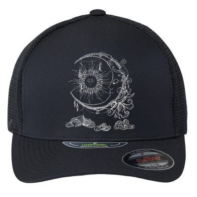 Bohemian Aesthetic Moon Sun Astrology Science Astronomy Flexfit Unipanel Trucker Cap