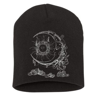 Bohemian Aesthetic Moon Sun Astrology Science Astronomy Short Acrylic Beanie