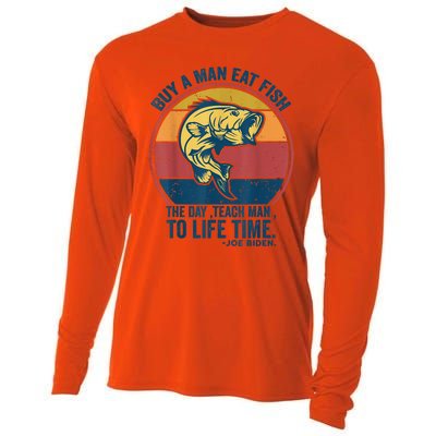 Buy A Man Eat Fish The Day Teach Man To Life Time Joe Biden Cooling Performance Long Sleeve Crew