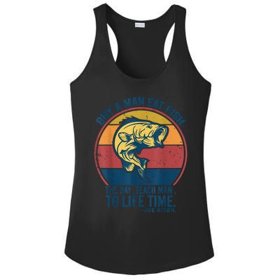 Buy A Man Eat Fish The Day Teach Man To Life Time Joe Biden Ladies PosiCharge Competitor Racerback Tank