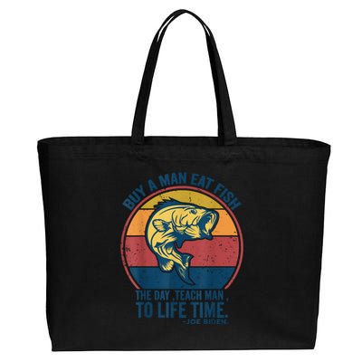 Buy A Man Eat Fish The Day Teach Man To Life Time Joe Biden Cotton Canvas Jumbo Tote