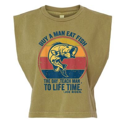 Buy A Man Eat Fish The Day Teach Man To Life Time Joe Biden Garment-Dyed Women's Muscle Tee