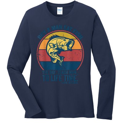 Buy A Man Eat Fish The Day Teach Man To Life Time Joe Biden Ladies Long Sleeve Shirt