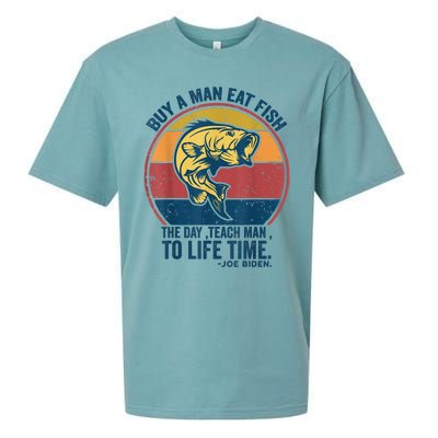 Buy A Man Eat Fish The Day Teach Man To Life Time Joe Biden Sueded Cloud Jersey T-Shirt